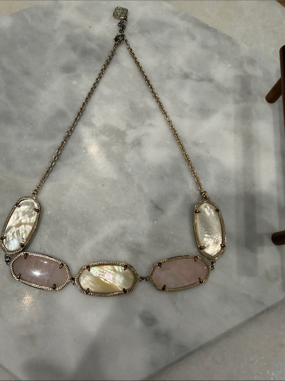 Kendra Scott Pink and Mother-of-Pearl Gold-Tone Statement Necklace